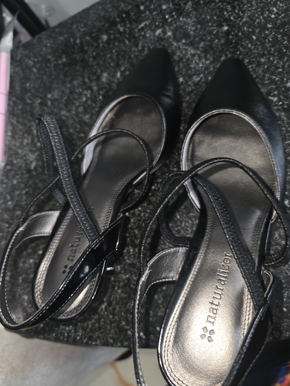 Naturalizer Black Pointed-Toe Strappy Heels